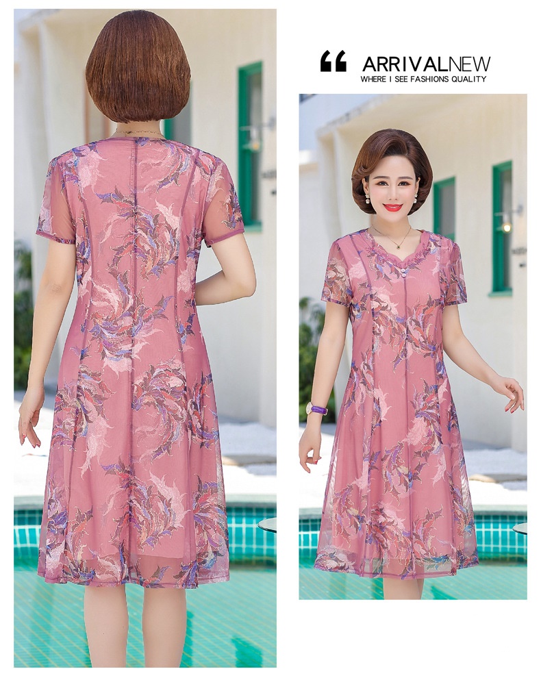 Váy hoa ngắn tay cho mẹ