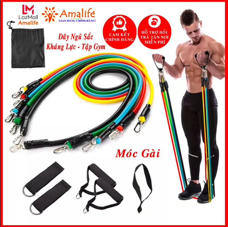 Bộ 5 Dây Ngũ Sắc TẬP THỂ HÌNH, Dây ngũ sắc tập gym đa năng dành cho cả nam và nữ, bộ dây kháng lực tập guym, bộ dây tập thể dục, dây tập guym, bộ dây ngũ sắc tập gym