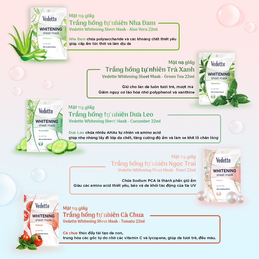Mặt nạ giấy Vedette Nha Đam 22ml (TPM017)