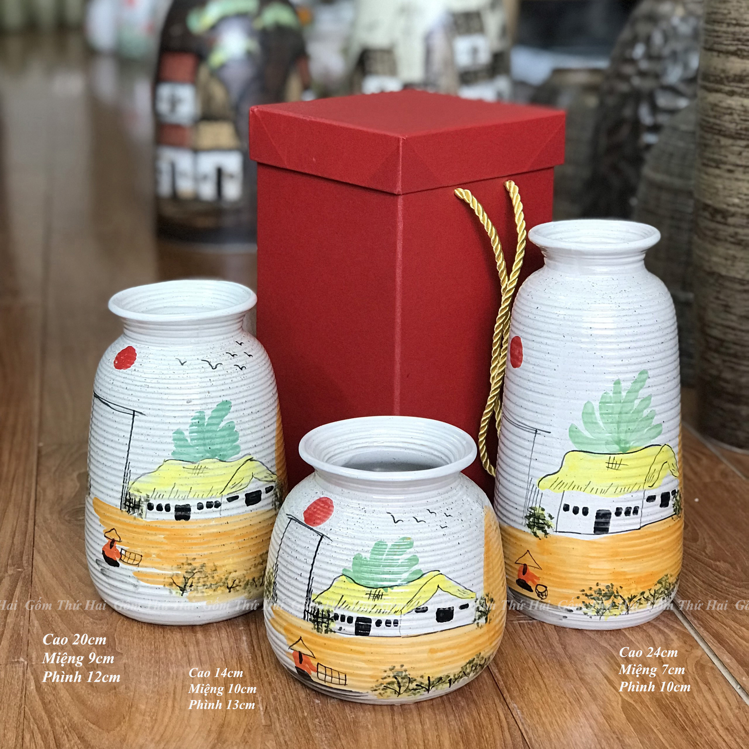 Set of 3 vase bowl Buddhist texturized dandelion the involvement of the vase flower texturized Other