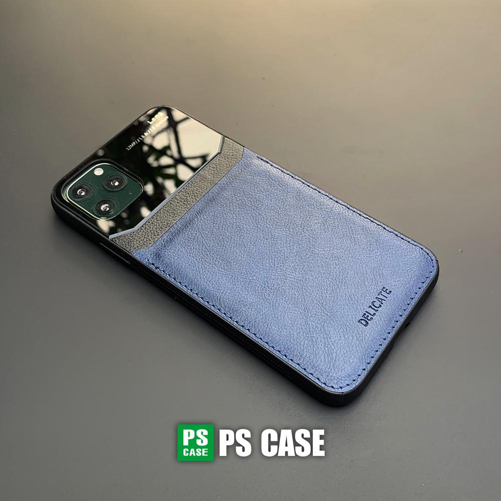 Ốp lưng da kính cao cấp dành cho iPhone 11 Pro - Màu xanh - PS Case Phân Phối