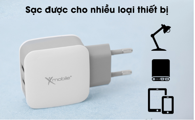 Adapter sạc 3.4A Dual Xmobile DS702 Trắng
