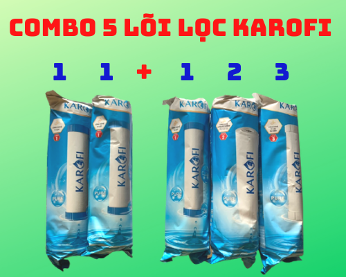 Combo 5 lõi karofi dùng cho tất cả máy lọc nước ly lọc 10inch