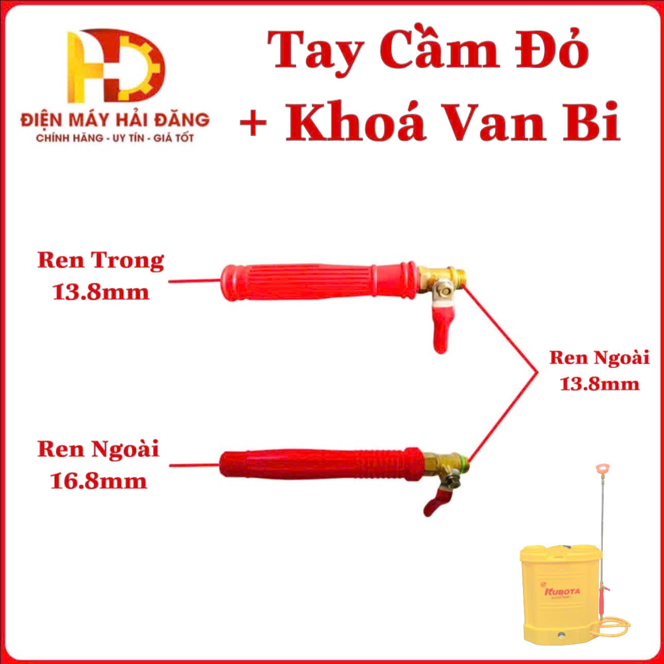 Tay cầm đỏ khóa vanbi chuyên dùng cho bình phun thuốc | Bình xịt điện các loại