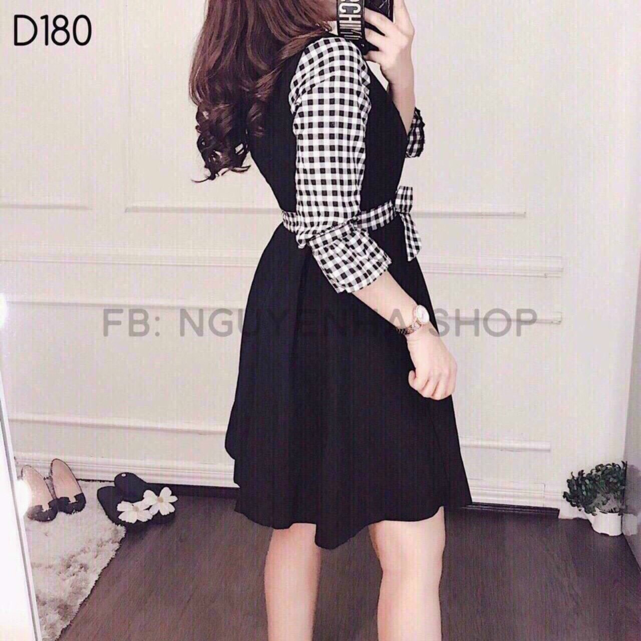 Đầm Xòe Phối Caro