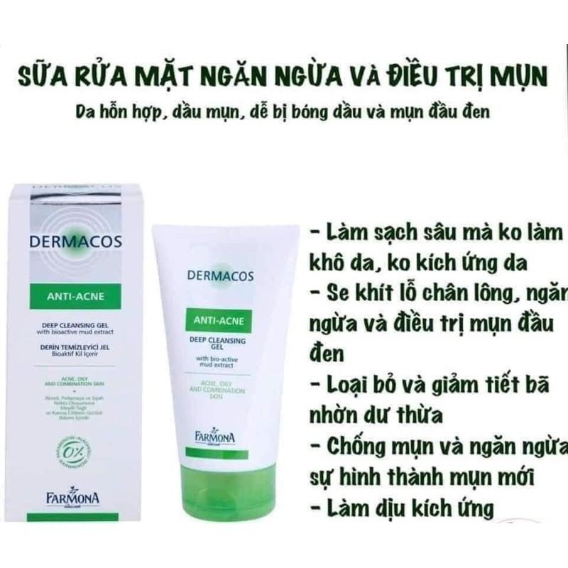 Gel rửa mặt Dermacos Anti-Acne Deep Cleansing 150ml