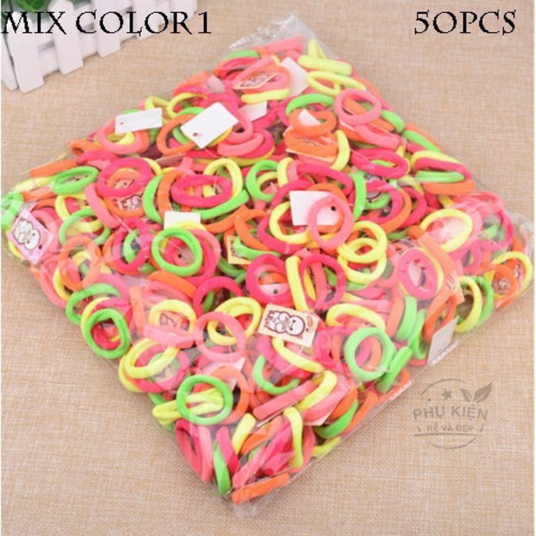 50 Chun Buộc Tóc Phối Nhiều Màu Cho Bé Gái
