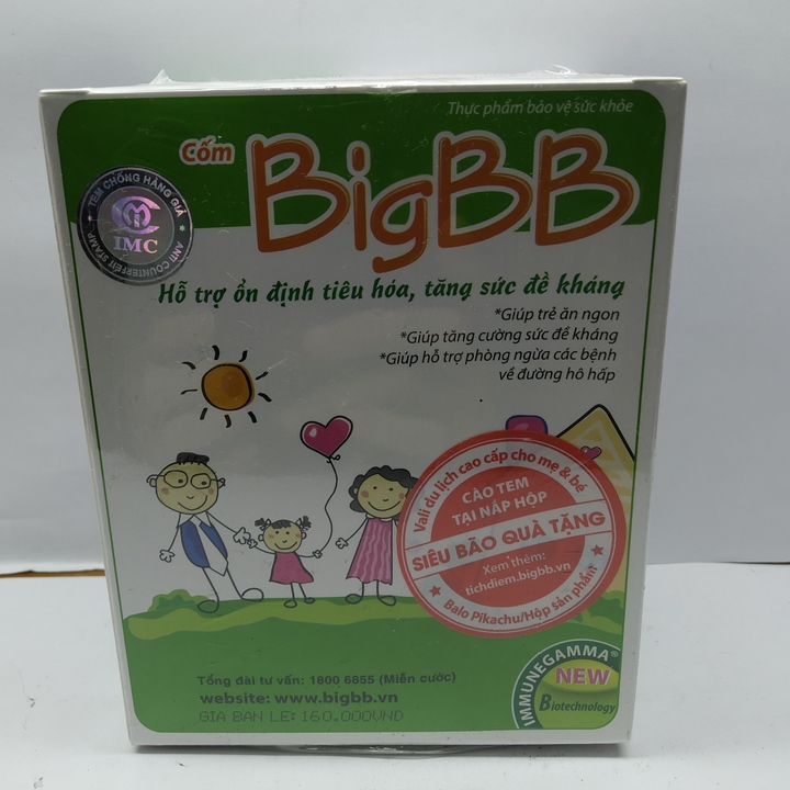 Cốm BigBB xanh giúp trẻ ăn ngon, có một hệ tiêu hóa khỏe mạnh - Hộp 16 gói