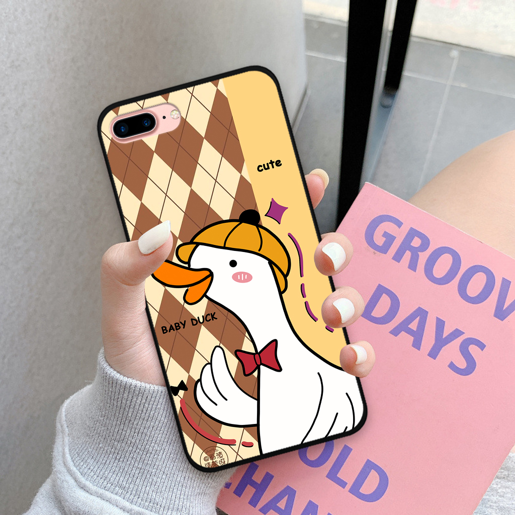 Ốp lưng iphone 7 plus/ 8 plus hình caro gấu, vịt thời trang, dễ thương