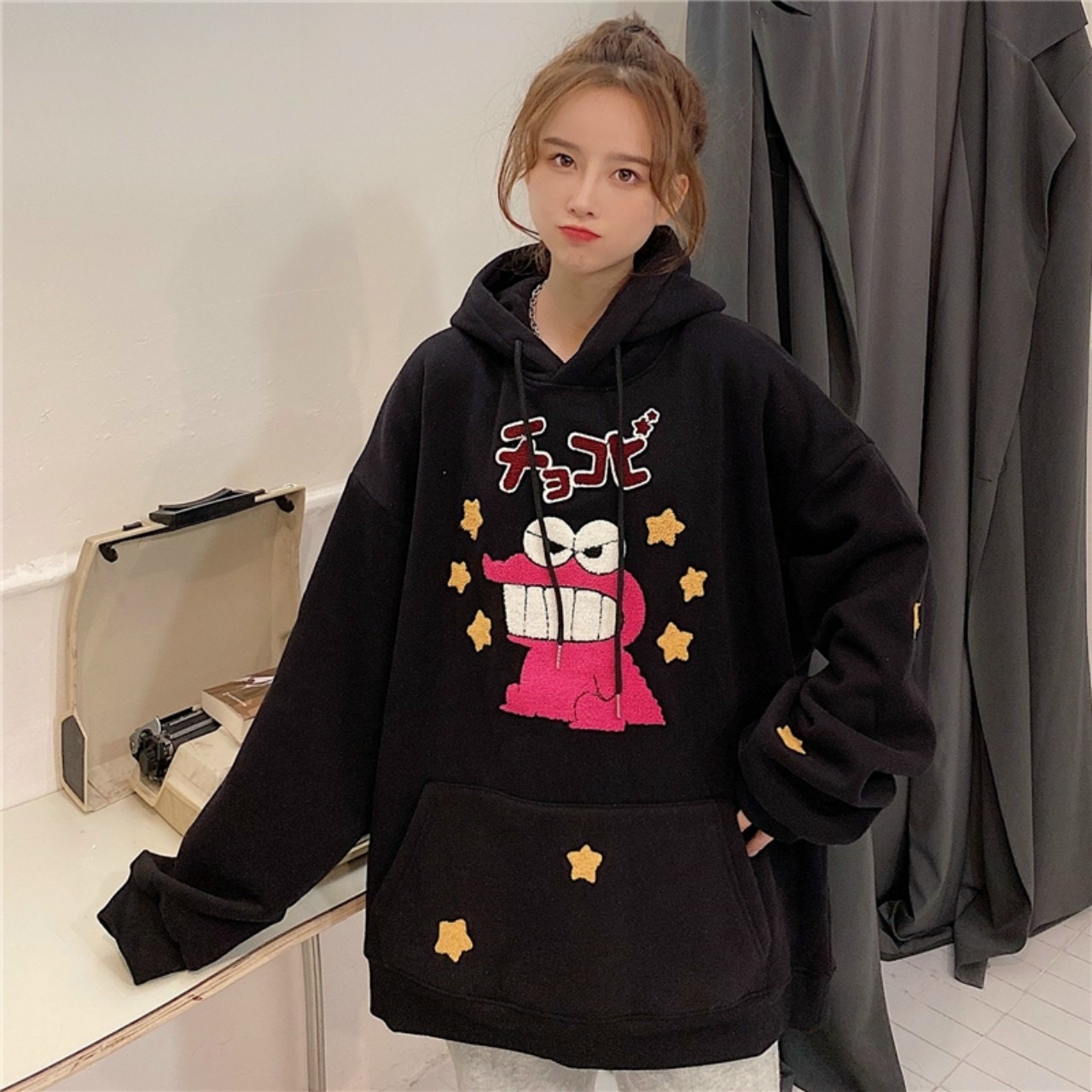 [HCM]ÁO Hoodie Nữ In Bộ Mặt Tức Giận Siêu Chất Chất Vải Nỉ Bông Dày Dặn- BLK