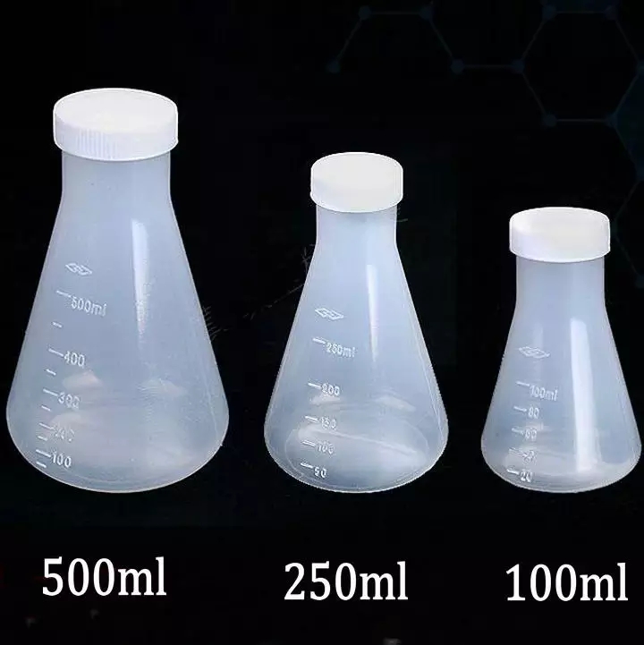 Bình tam giác - Bình nón bằng nhựa 100ml, 250ml có nắp