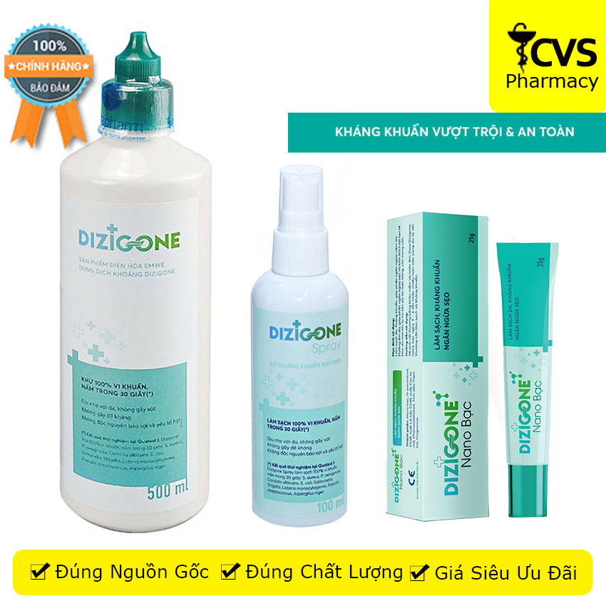 [HCM]Bộ sản phẩm DIZIGONE kháng khuẩn – tái tạo da – ngăn ngừa sẹo - cvspharmacy