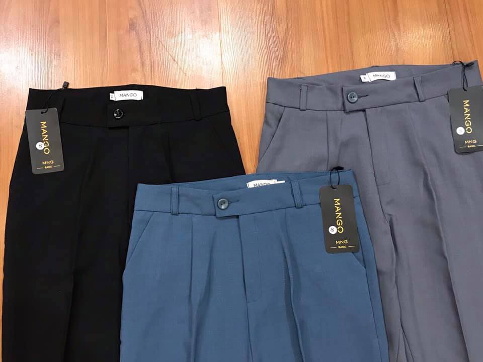 Quần baggy nữ 💥quần baggy công sở mango 3 màu xanh, đen, xám phù hợp mọi loại áo- hàng xuất khẩu