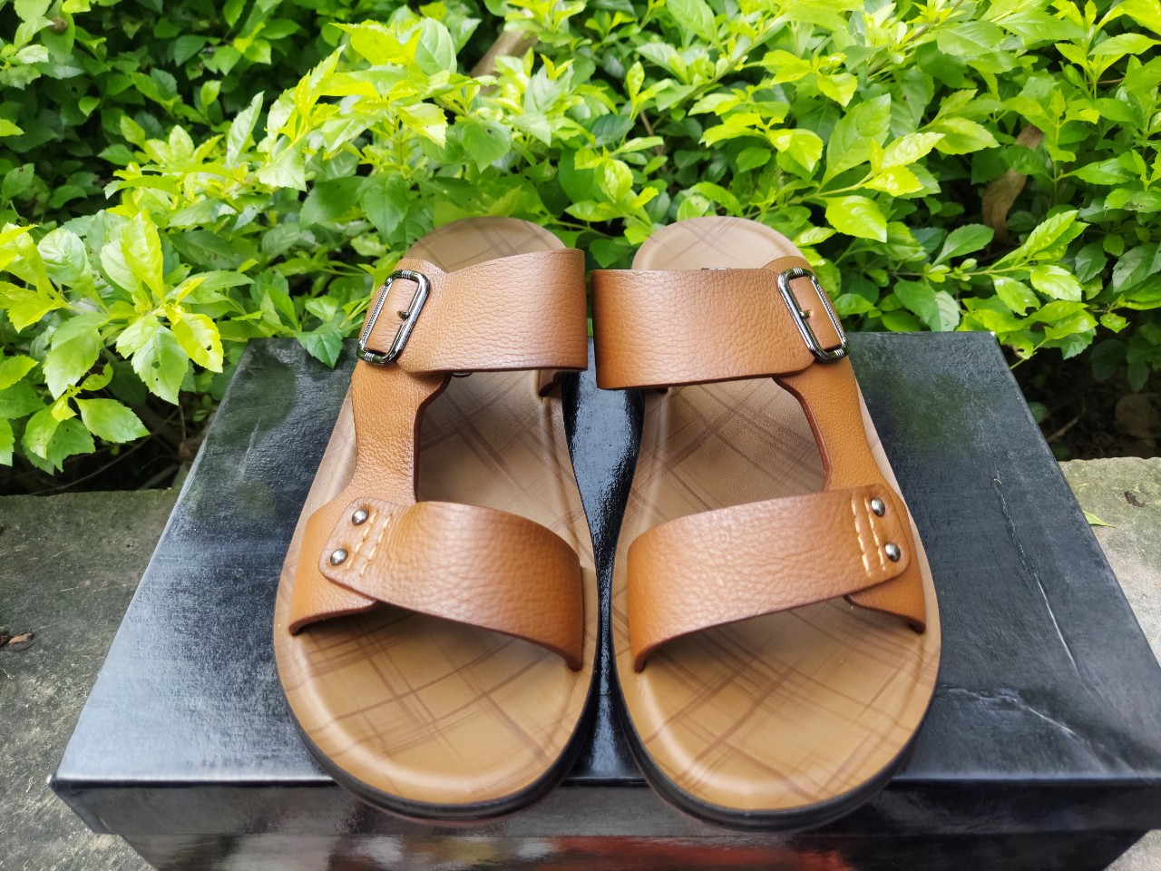 Dép xăng đan da bò mềm đế cao 4cm