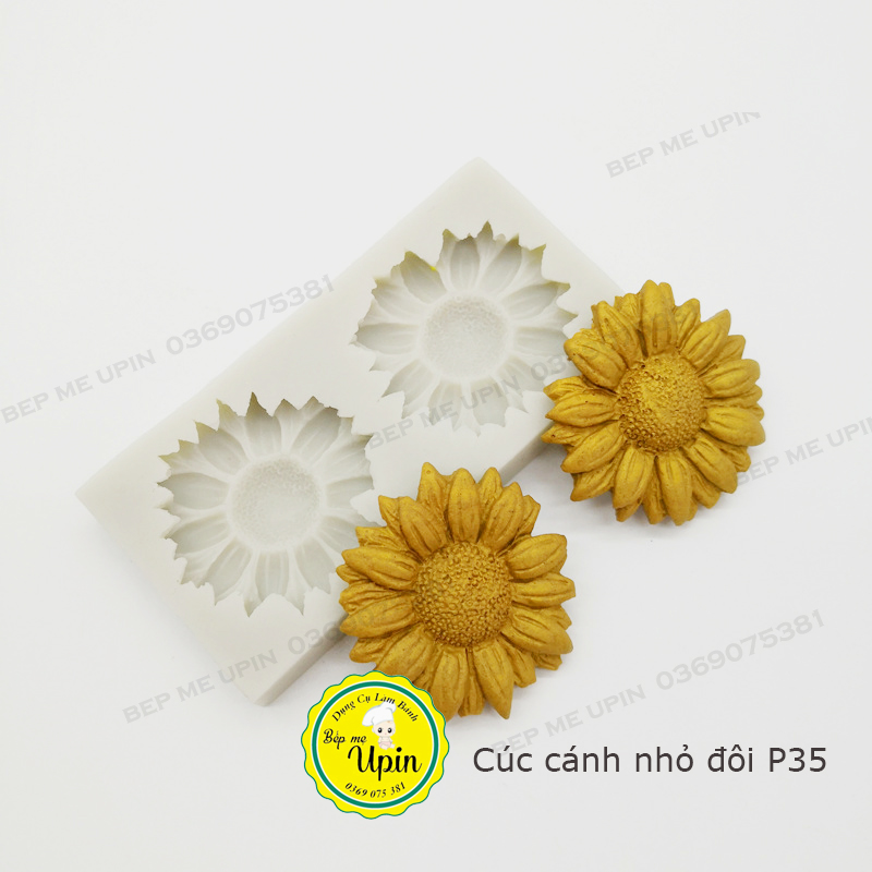khuôn silicone hoa cúc cánh nhỏ đôi