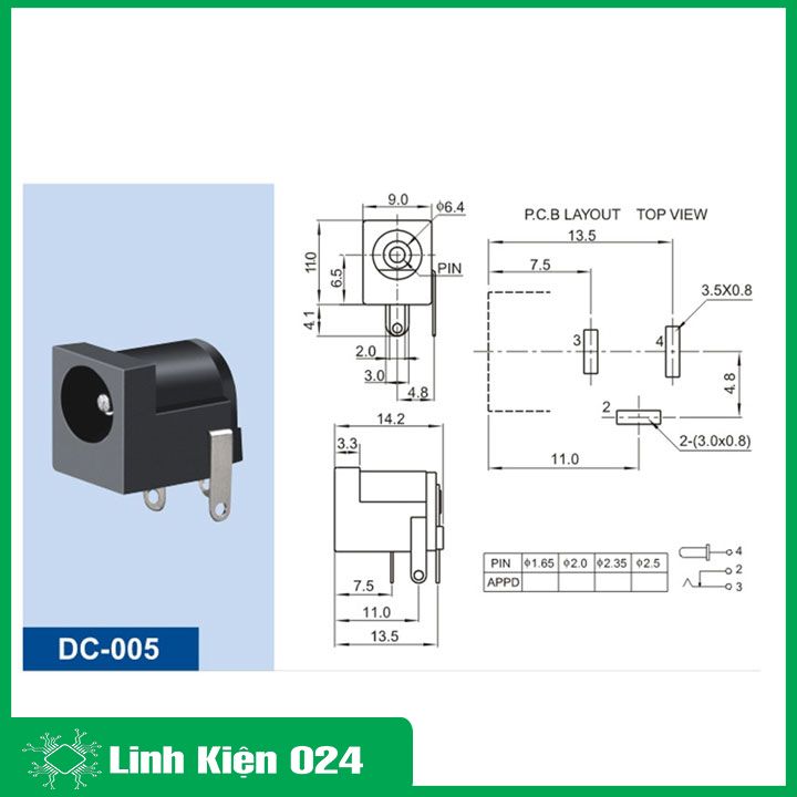 Combo 10 đầu jack DC cái 5.5x2.1mm