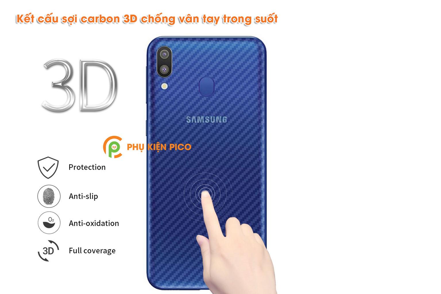 Bộ 3 tấm dán mặt sau lưng carbon 3d samsung galaxy m20