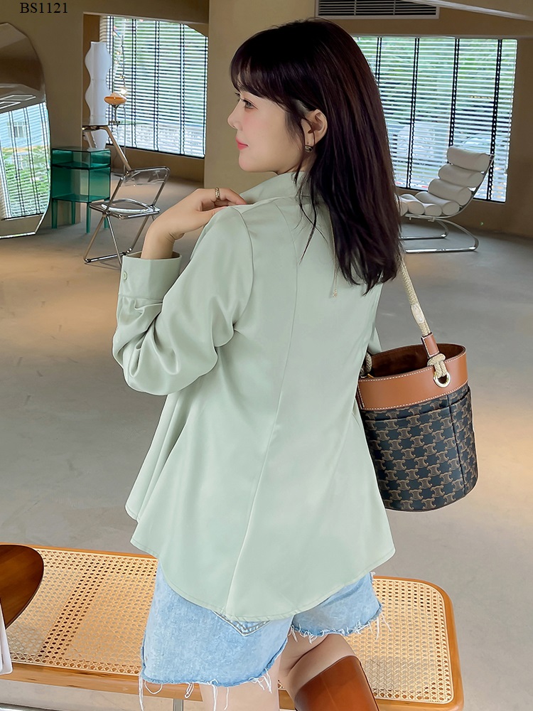 Áo sơ mi lụa nhấn eo bigsize - BSn1121