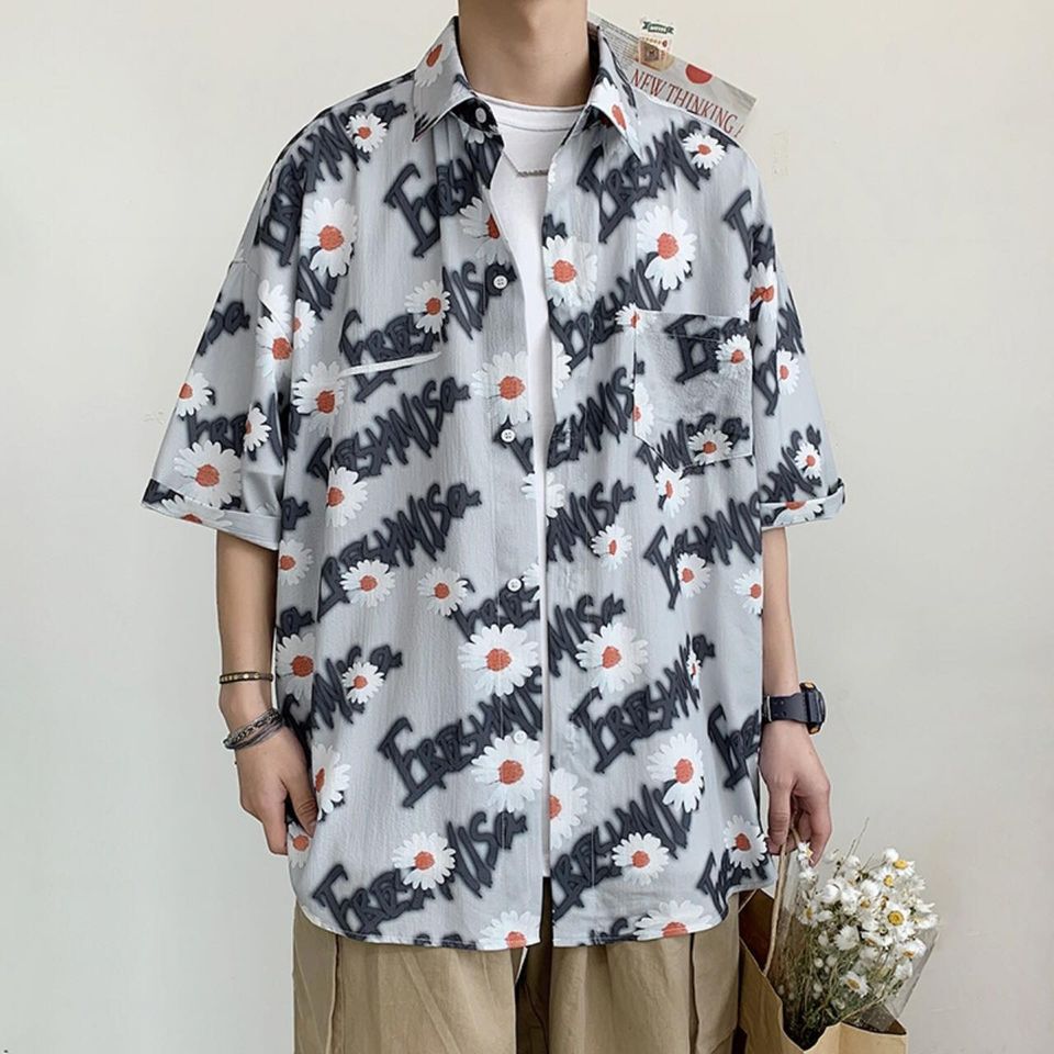 Áo sơ mi tay lụa unisex HOA CÚC 2 màu cực chất