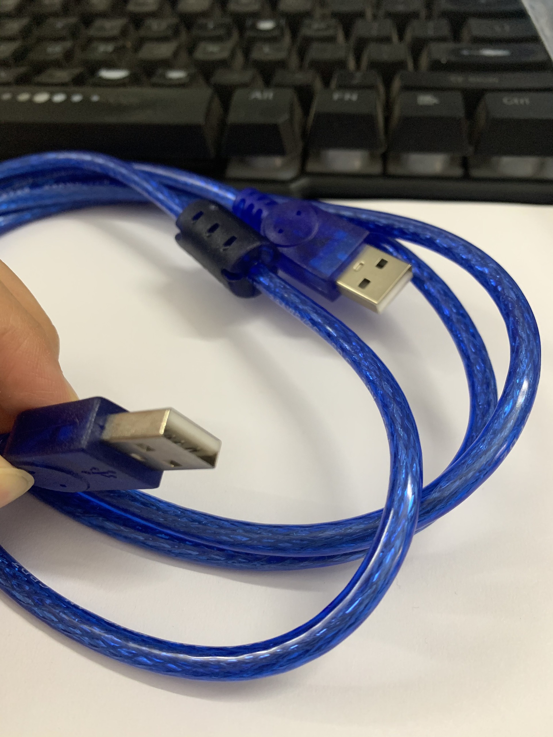 Dây 2 đầu USB Đực 1.5M Chống nhiễu (Xanh) / Cáp 2 đầu USB đực