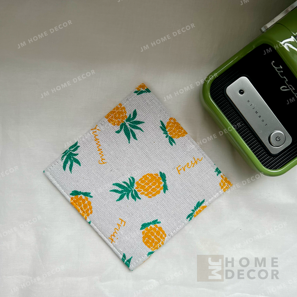 Lót ly vải canvas 3 lớp siêu thấm - hoạ tiết vintage, dễ thương