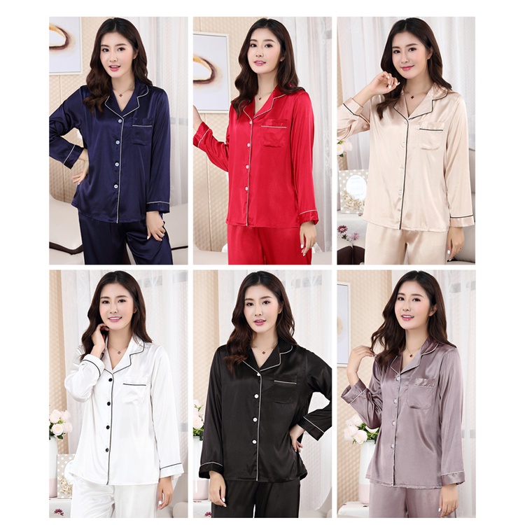 Bộ Pijama Lụa Nữ dài tay MADELA LỤA HÀN cao cấp, Bộ Đồ Pijama lụa nữ mặc  ở nhà- BPD01
