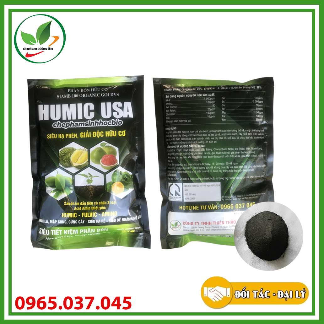 Phân bón hữu cơ humic usa, siêu hạ phèn, giải độc hữu cơ. túi 1kg