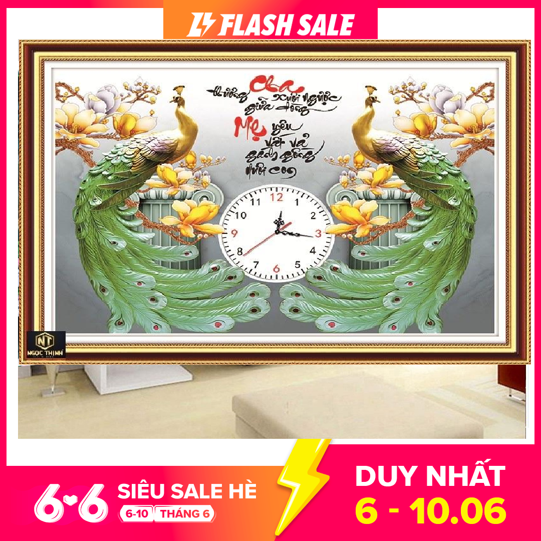 Tranh đính đá đồng hồ Cha Mẹ VS064 KT:66X52CM cao cấp. Shop cam kết bán hàng đúng mẫu mã sản phẩm đảm bảo chất lượng-uy tín lên hàng đầu.