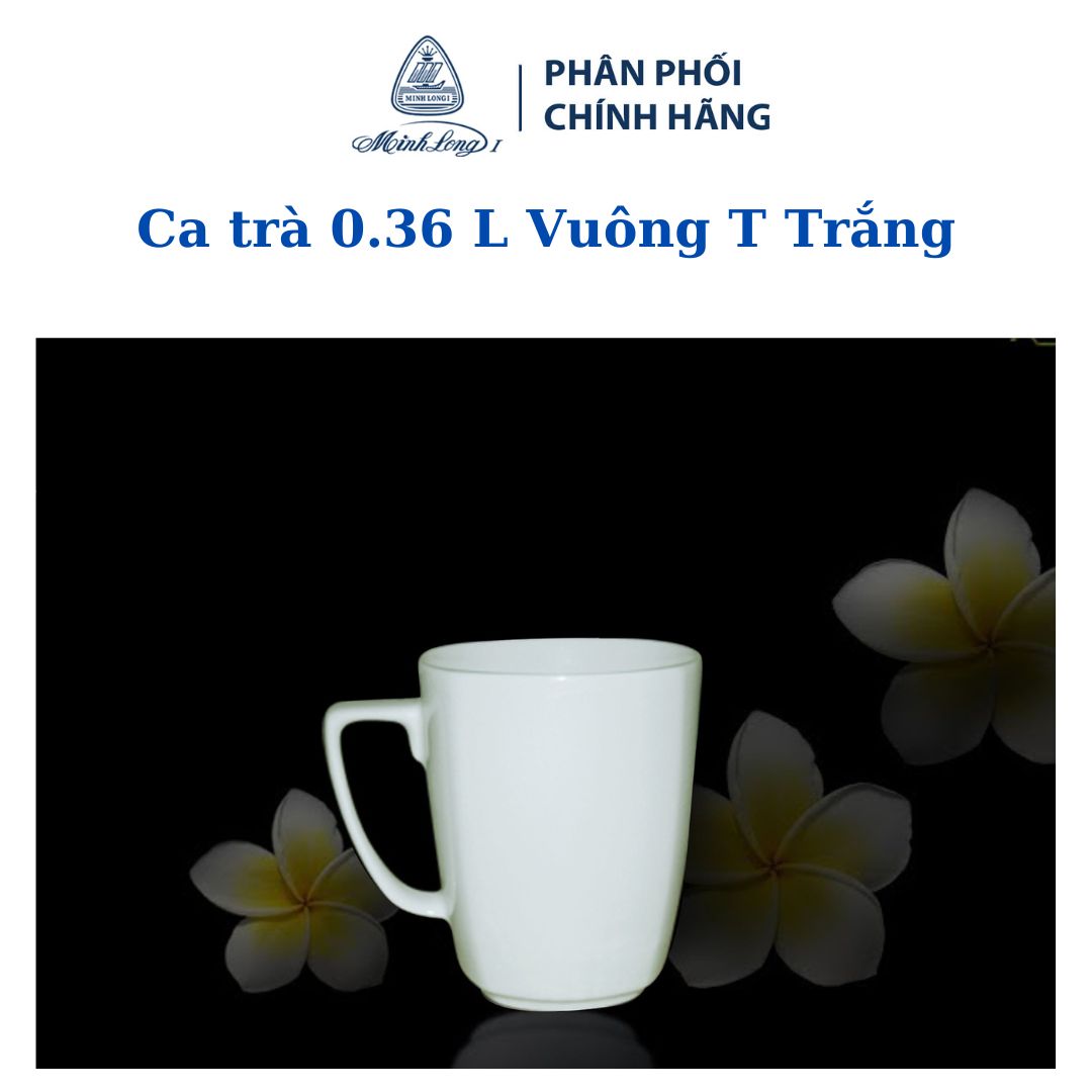 Ca trà 0.36 l vuông t trắng - gốm sứ cao cấp minh long i