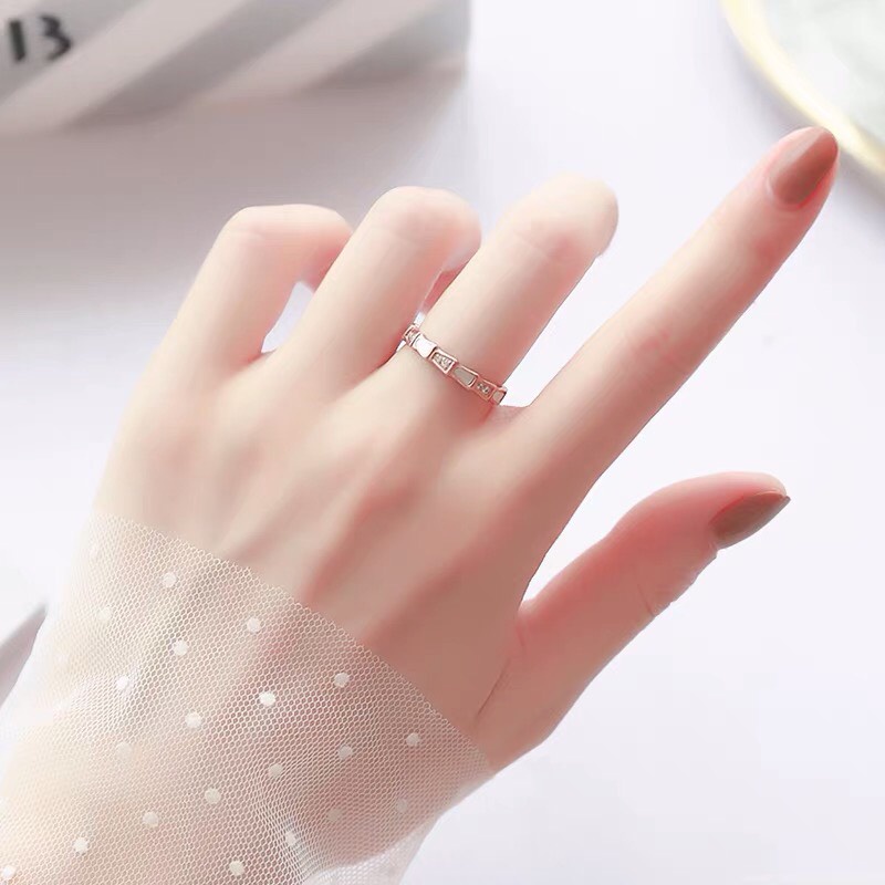 Nhẫn cặp đôi LAMY Stone Inlaid Rose Gold Ring 8047 & 8021