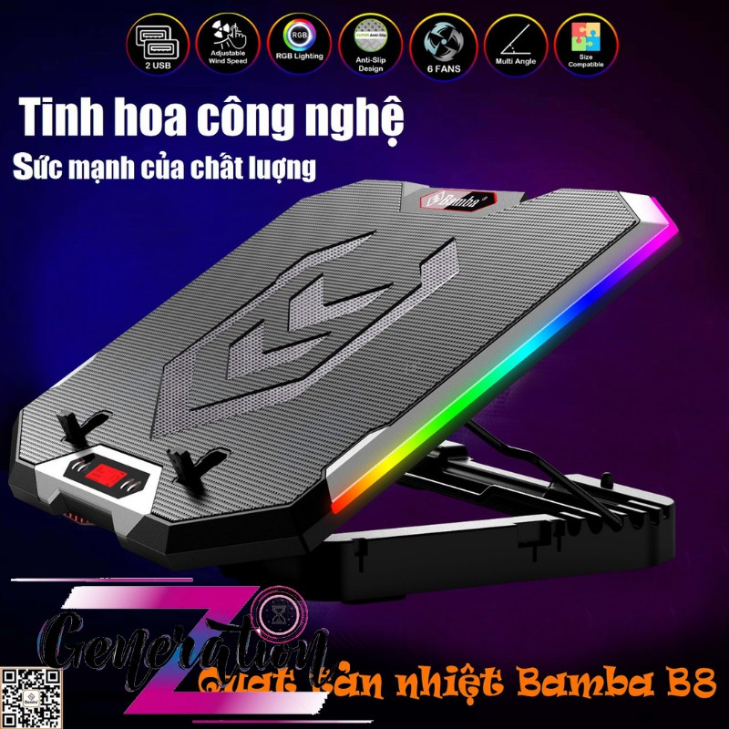 Đế tản nhiệt laptop led rgb bamba b8