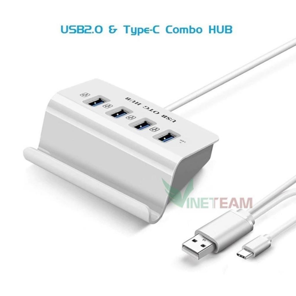 Hub Usb OTG cao cấp kết nối chuột và bàn phím cùng lúc với điện thoại, Bộ Chia 4 Cổng USB OTG HUB - THIẾT BỊ KẾT NỐI ĐIỆN THOẠI VỚI BÀN PHÍM VÀ CHUỘT ( không kèm sạc dư phòng )