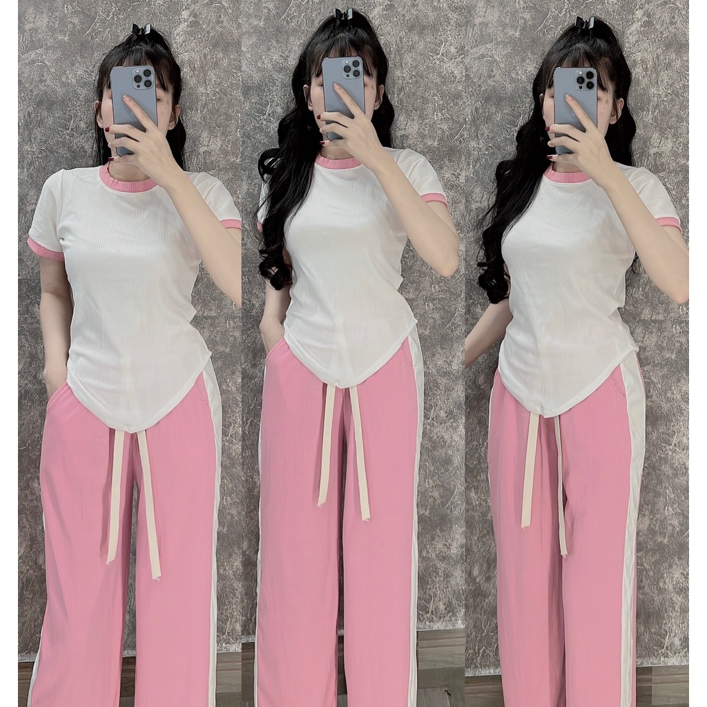 Set đồ bộ nữ quần dài tay ngắn thể thao