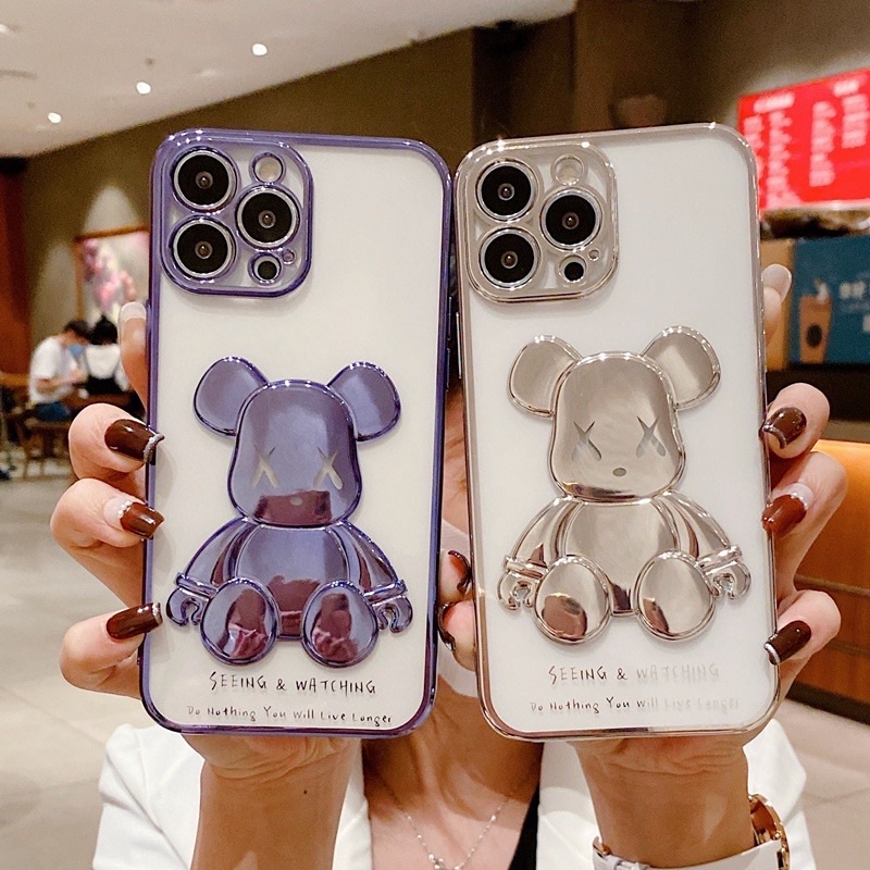 Ốp Silicon Gấu Bear Brick trong suốt ip13/ ip13pro/ ip13pro max