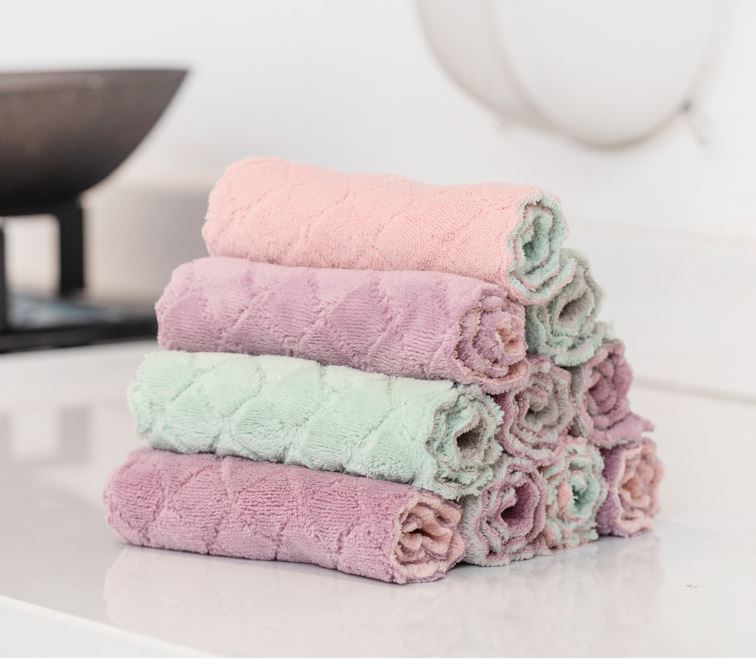 Sét 10 Khăn Lau Tay , Lau  Nhà Bếp Đa Năng 2 mặt Siêu Thấm NướC, SIÊU RẺ