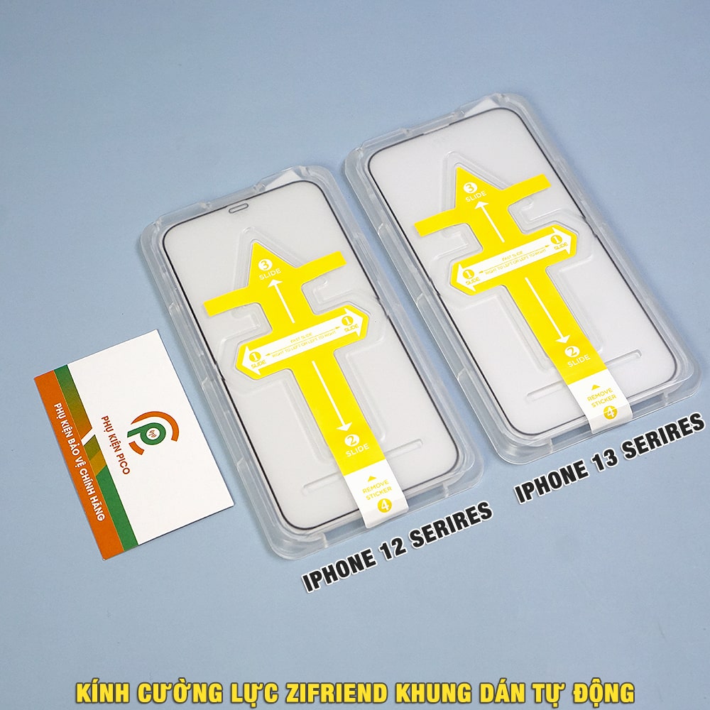 Kính cường lực Iphone X / 11 / 12 / 13 Pro Max / 14 Pro Max chính hãng Zifriend khung dán tự động full màn hình - Dán màn hình Iphone 14 Plus