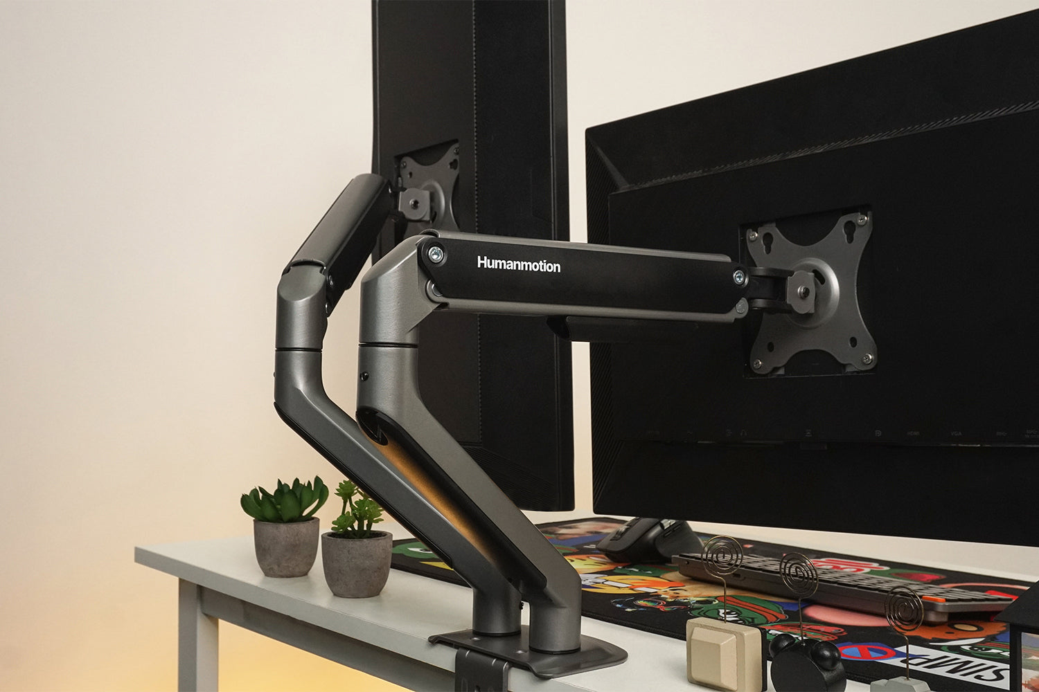 Giá đỡ màn hình Humanmotion T6 Pro Dual 2025 - Arm nâng màn 17-32', tải trọng 2-9kg, trợ lực piston