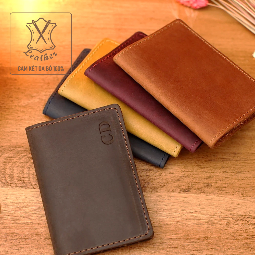 Ví đựng thẻ da thật mini handmade