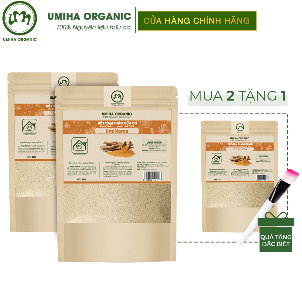 Bột Cam Thảo hữu cơ UMIHOME nguyên chất 40g - Mặt nạ trắng hồng da, sáng da, tẩy tế bào da chết, thâm mụn hiệu quả