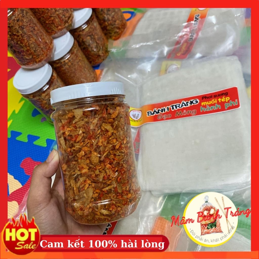 Combo bánh tráng phơi sương gạo mỏng  kèm hũ muối tép hành phi Tây Ninh siêu ngon - 04100046