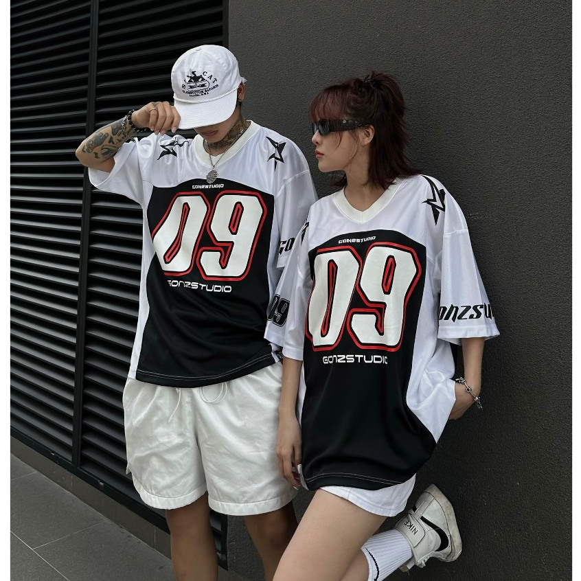 Áo Phông Cổ V Số 09 GONZSTUDIO Chất Liệu Cotton Form Rộng OverSize