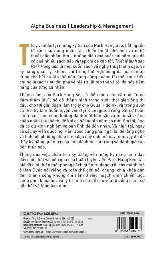 Sách - Triết lý lãnh đạo Park Hang Seo