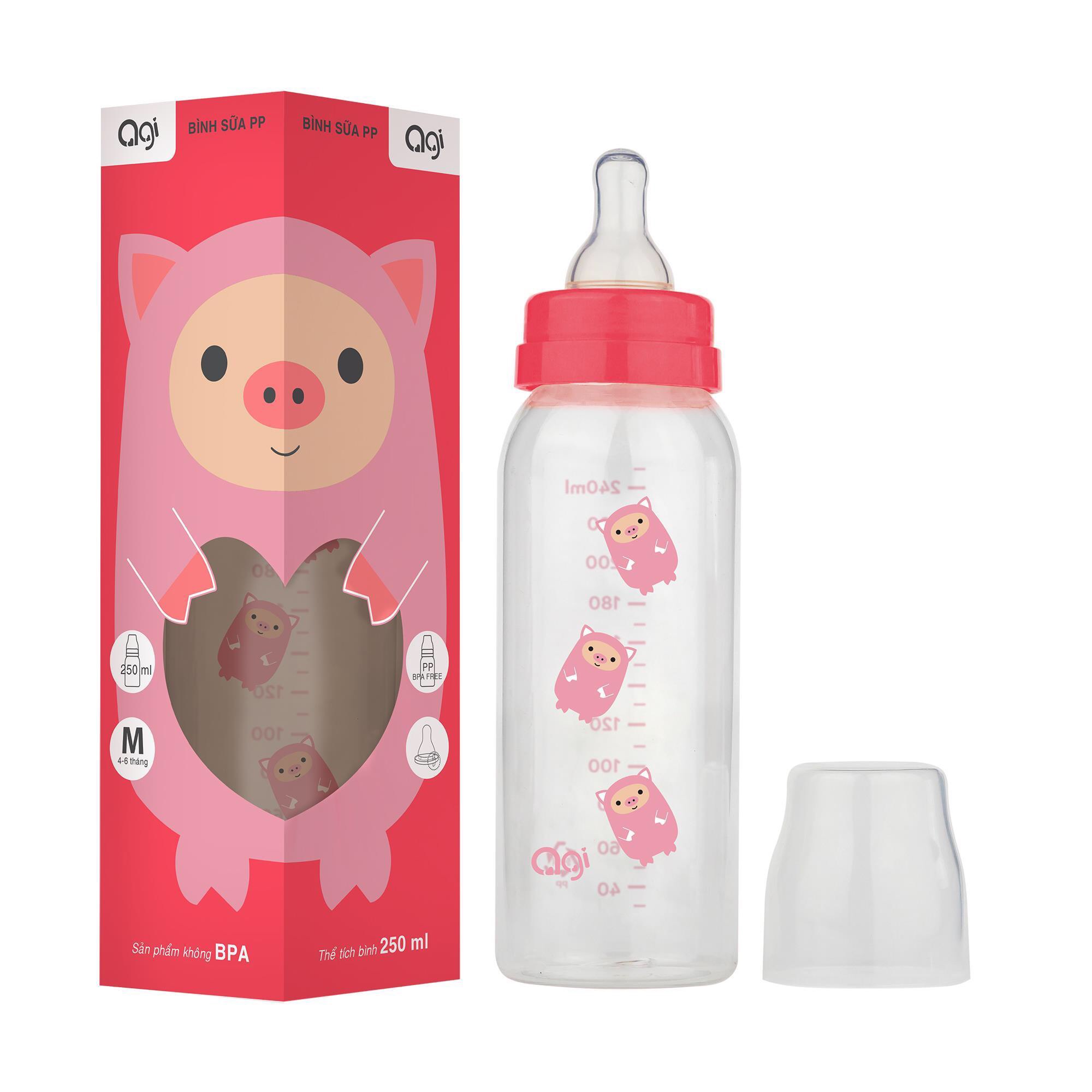 [HCM]BÌNH SỮA AGI 240ML CÓ VAN CHỐNG SẶC