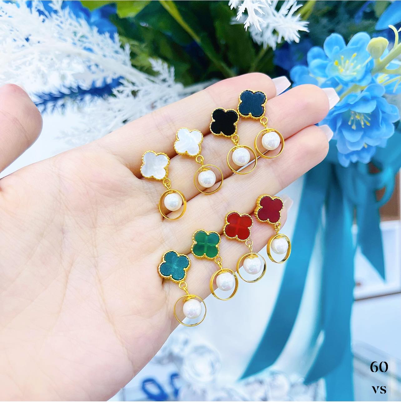 Bông tai ngọc trai vàng tây