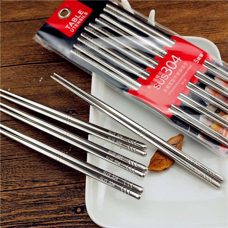 [SALE] Đũa Inox 304 SUS HQ - Hộp 5 Đôi