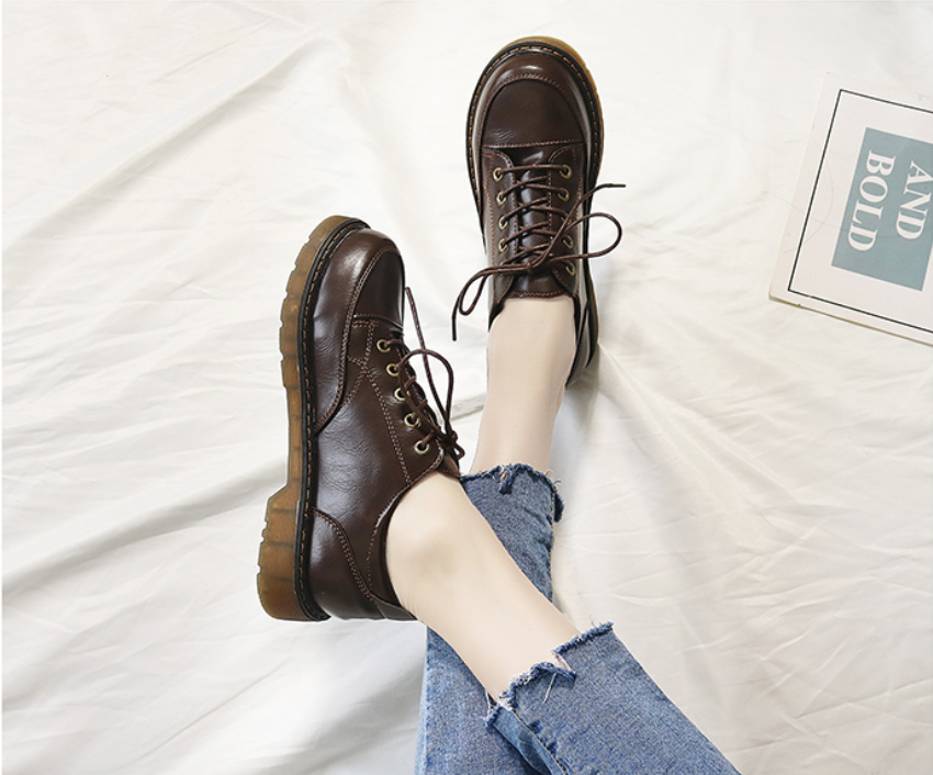 Giày Oxford Đế Cao 3CM Bốt Nữ Nhật Bản Đế Bệt