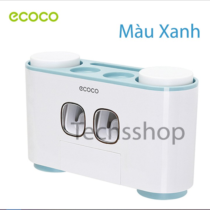Kệ nhả kem đánh răng tự động Ecoco 4 cốc E1802 - Kệ nhà tắm đa năng dán tường - Bộ kệ treo bàn chải nhà vệ sinh kèm ly - Bộ dụng cụ nặn kem
