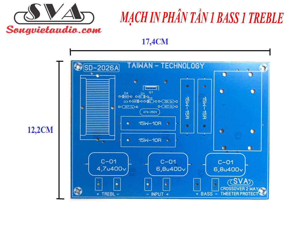 MẠCH IN PHÂN TẦN 1 BASS 1 TREBLE - 1 MIẾNG