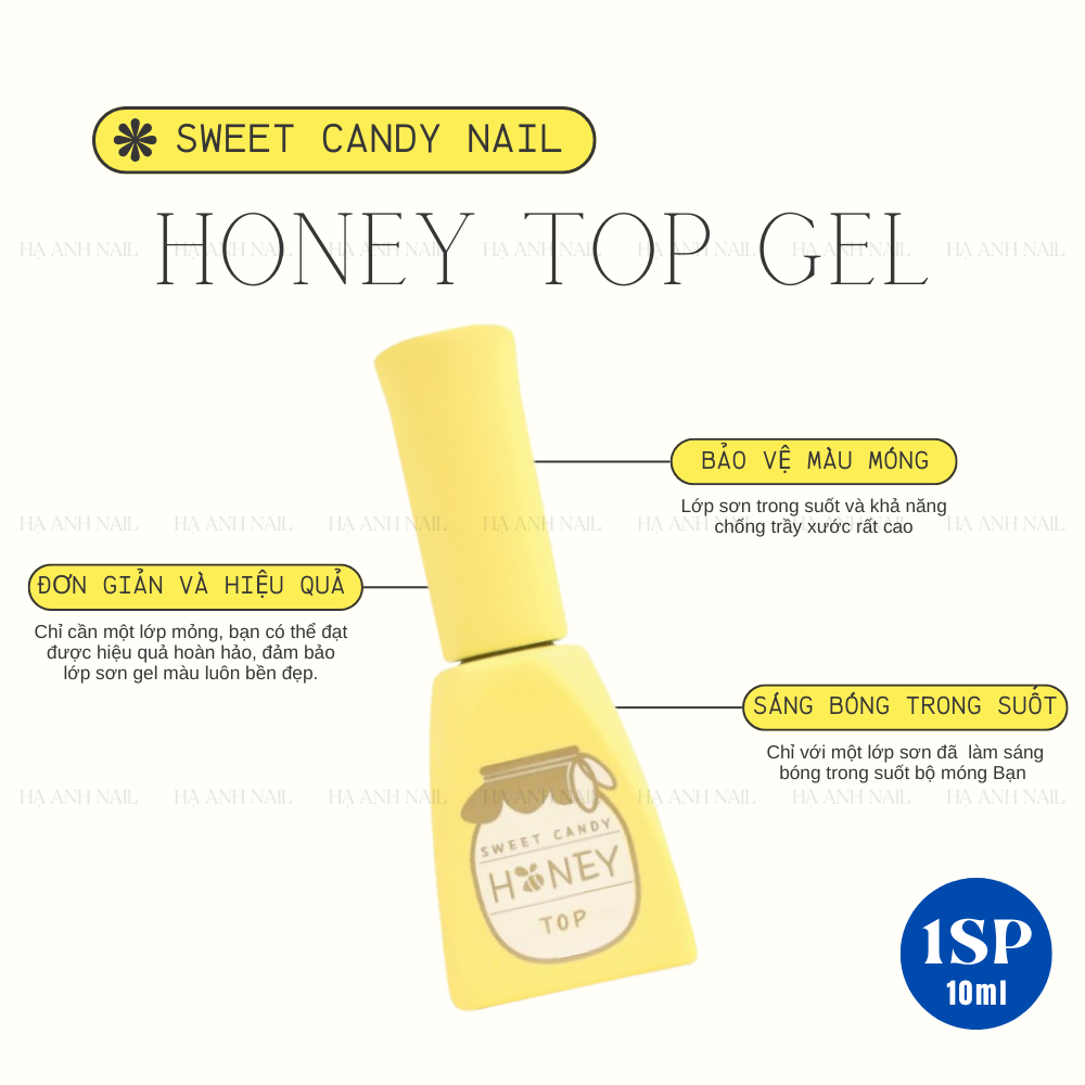 "Sweet candy-honey top Gel 10ml": Korean candy nail tempered glass top coat polish scratch-resistant gel protector