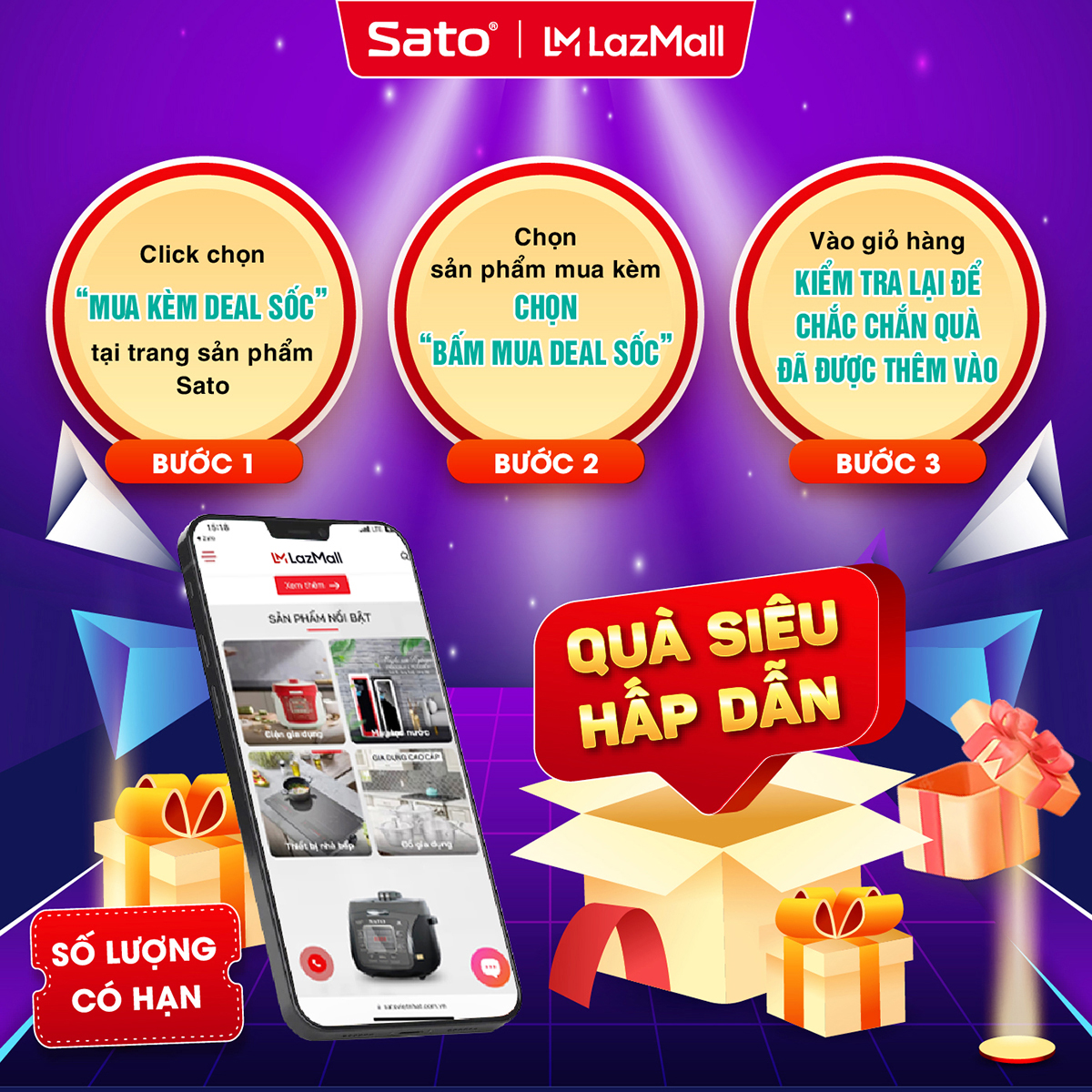 Nồi cơm điện 2.2 L Sato 22F034